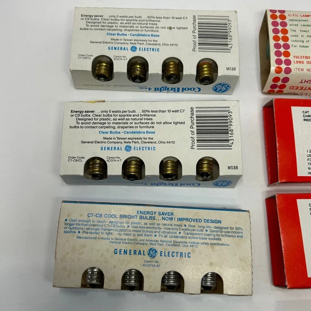 Vintage GE NOMA Santa Trim C7 Christmas Light Bulbs Lot White Orange Untested